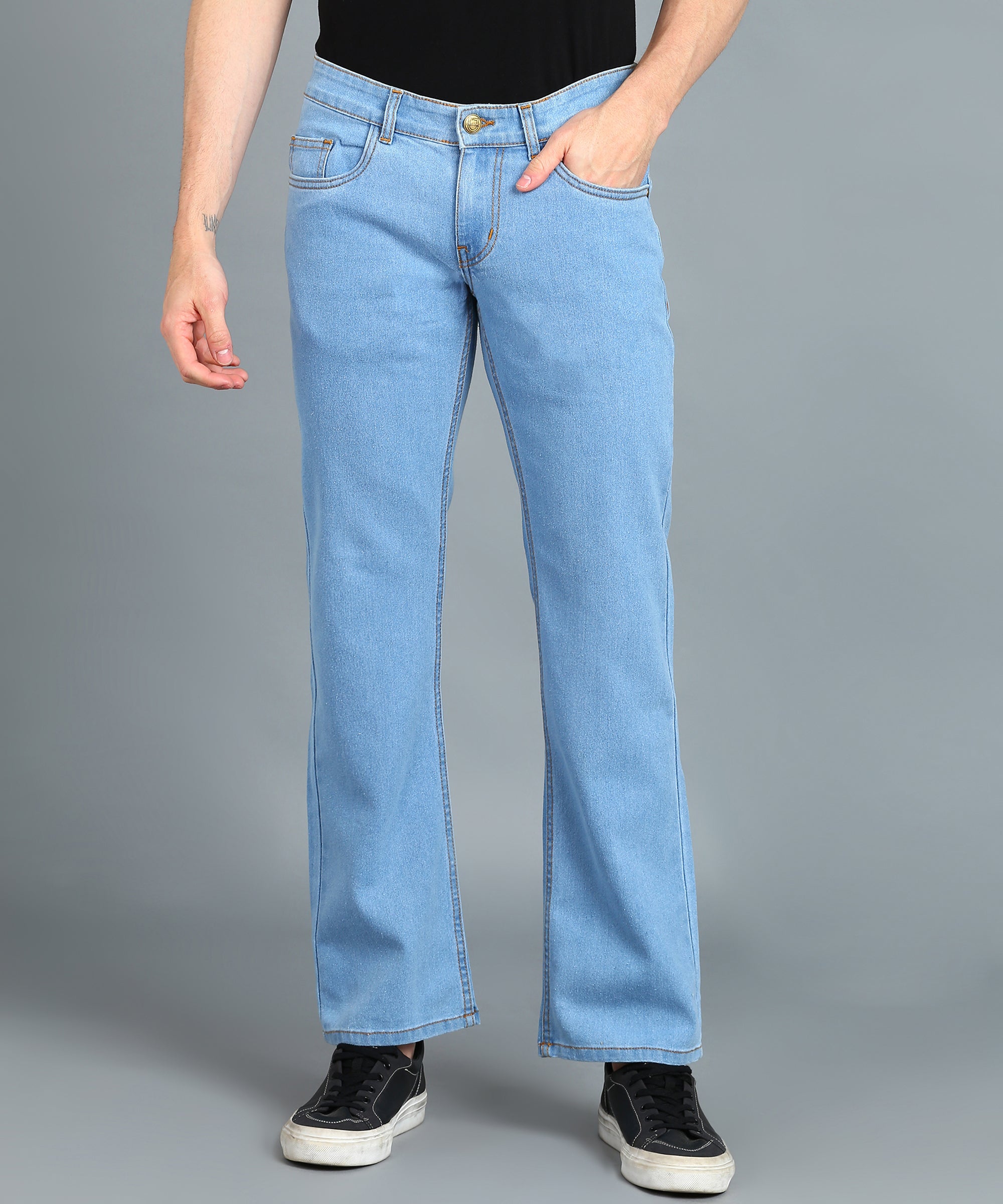 Buy Men's Delta Dark Blue Bootcut Jeans Online | SNITCH